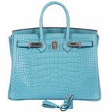 Hermes Birkin 25 Blue Saint Cyr Matte Alligator Palladium Hardware
