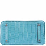 Hermes Birkin 25 Blue Saint Cyr Matte Alligator Palladium Hardware