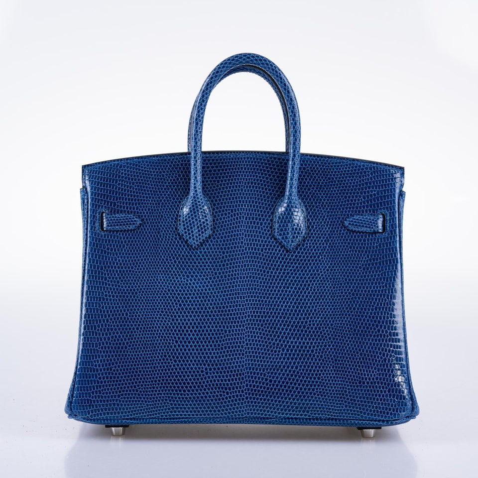 Hermes Birkin 25 Blue Sapphire Niloticus Lizard Palladium Hardware