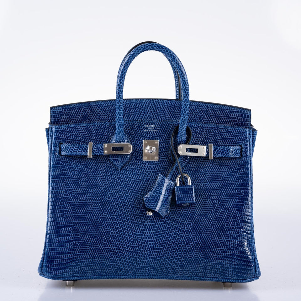 Hermes Birkin 25 Blue Sapphire Niloticus Lizard Palladium Hardware