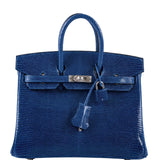 Hermes Birkin 25 Blue Sapphire Niloticus Lizard Palladium Hardware
