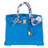 Hermes Birkin 25 Blue Zanzibar Togo Gold Hardware