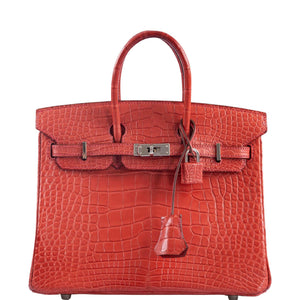 Hermes Birkin 25 Bougainville Matte Alligator Palladium Hardware