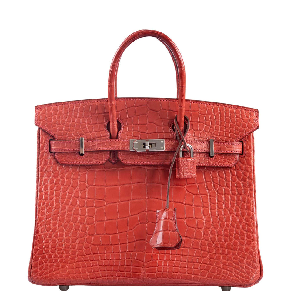 Hermes Birkin 25 Bougainville Matte Alligator Palladium Hardware