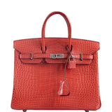 Hermes Birkin 25 Bougainville Matte Alligator Palladium Hardware