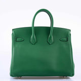 Hermes Birkin 25 Cactus Swift Leather Palladium Hardware - 2019, D