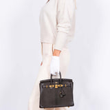 Hermes Birkin 25 Ebene Matte Salvator Lizard Gold Hardware