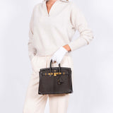 Hermes Birkin 25 Ebene Matte Salvator Lizard Gold Hardware