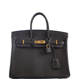 Hermes Birkin 25 Ebene Matte Salvator Lizard Gold Hardware