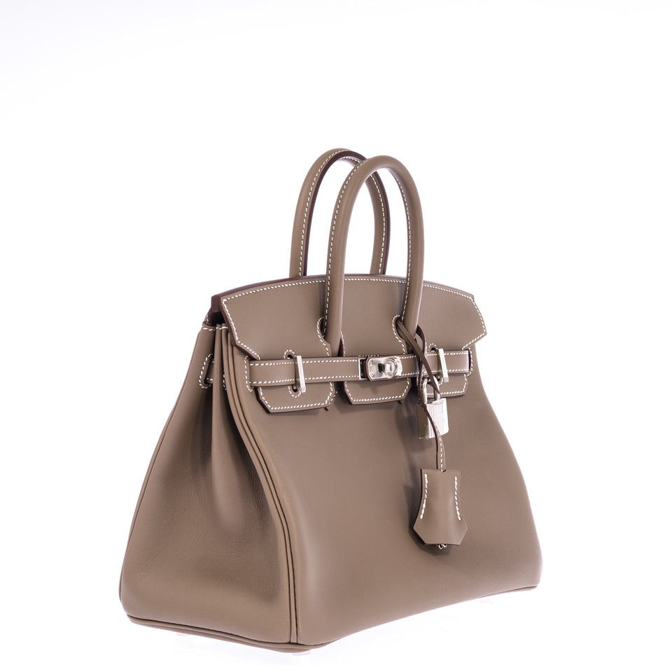 Hermes Birkin 25 Etoupe Swift Palladium Hardware