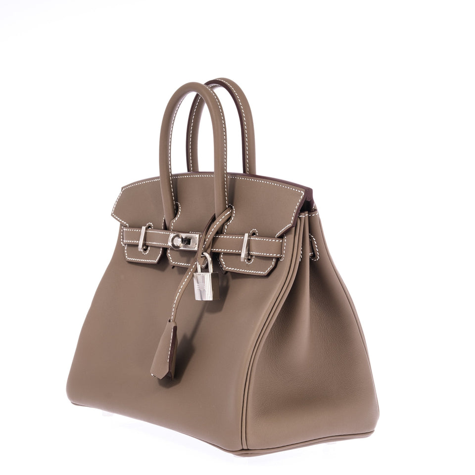 Hermes Birkin 25 Etoupe Swift Palladium Hardware