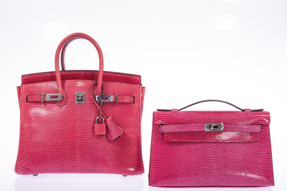 Hermes Birkin 25 Fuchsia Lizard Palladium Hardware