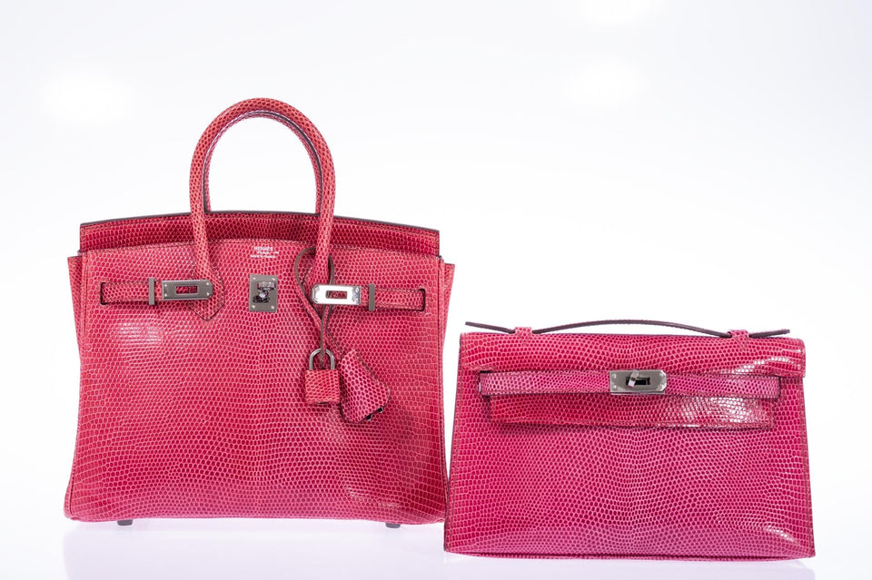 Hermes Birkin 25 Fuchsia Lizard Palladium Hardware