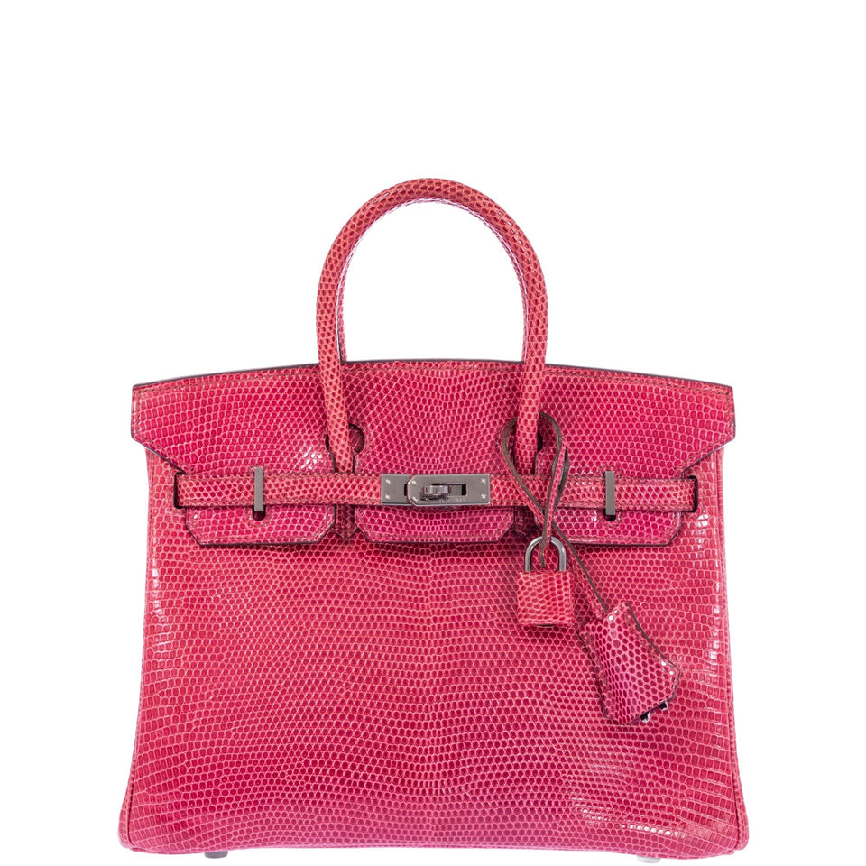 Hermes Birkin 25 Fuchsia Lizard Palladium Hardware