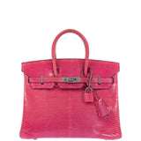 Hermes Birkin 25 Fuchsia Lizard Palladium Hardware