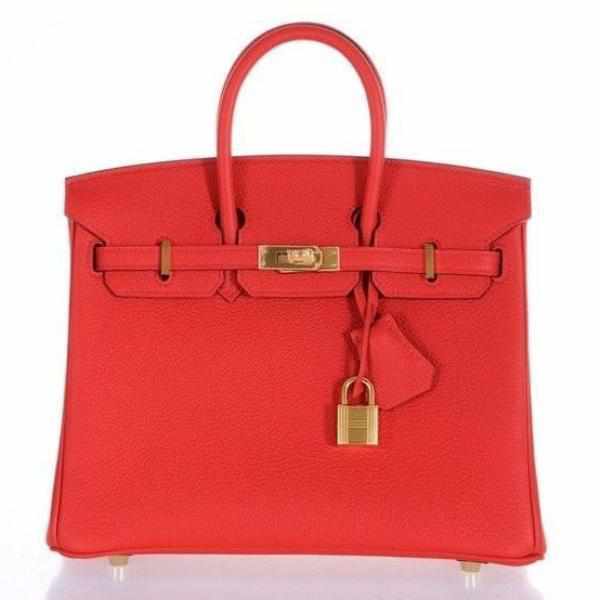 Hermes Birkin 25 Geranium Togo Gold Hardware