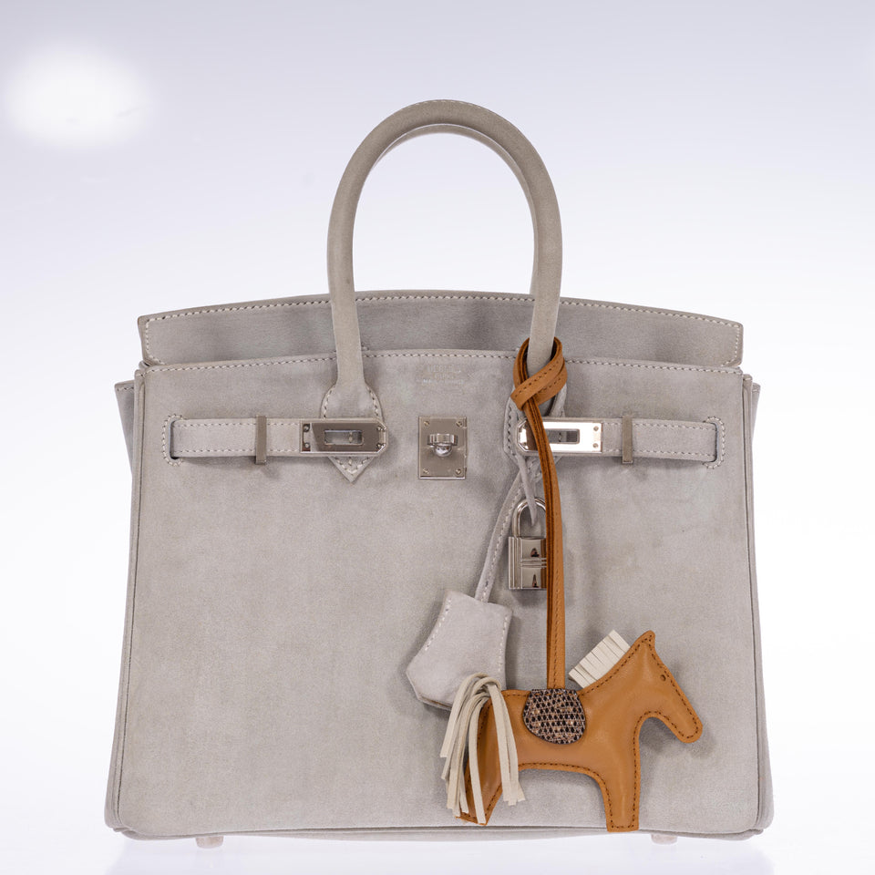 Hermes Birkin 25 Gris Doblis Suede with Palladium Hardware