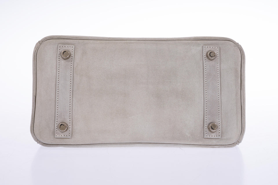 Hermes Birkin 25 Gris Doblis Suede with Palladium Hardware