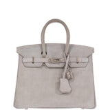 Hermes Birkin 25 Gris Doblis Suede with Palladium Hardware