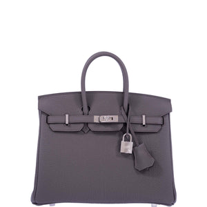 Hermes Birkin 25 Gris Etain Togo Palladium Hardware