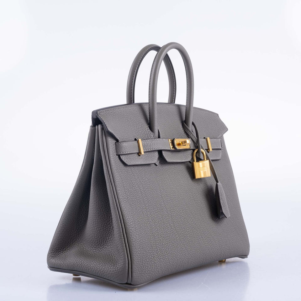 Hermes Birkin 25 Gris Meyer Togo Gold Hardware