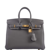 Hermes Birkin 25 Gris Meyer Togo Gold Hardware