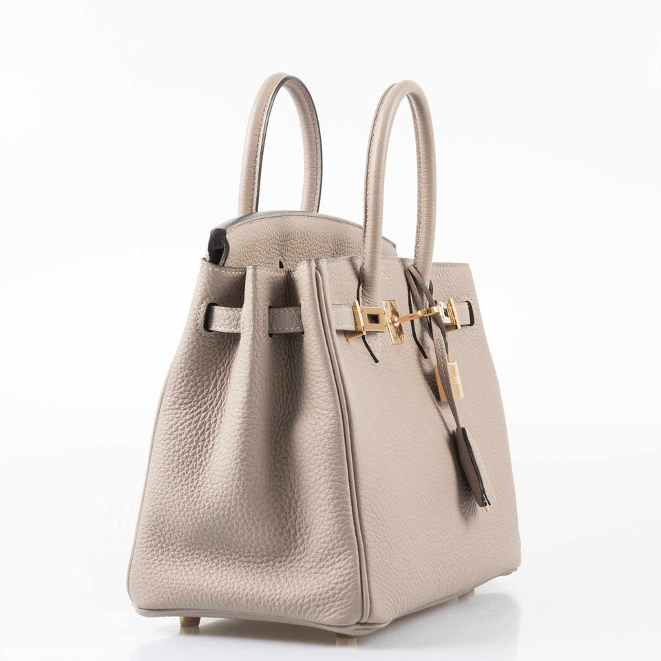Hermes Birkin 25 Gris Tourterelle Togo Gold Hardware