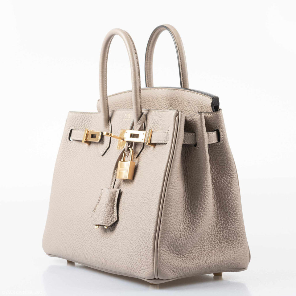 Hermes Birkin 25 Gris Tourterelle Togo Gold Hardware