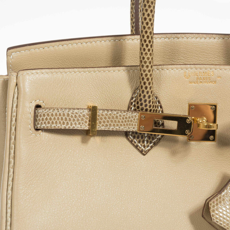 Hermes Birkin 25 HSS Argile Swift With Ficelle Lizard Gold Hardware - Special Edition