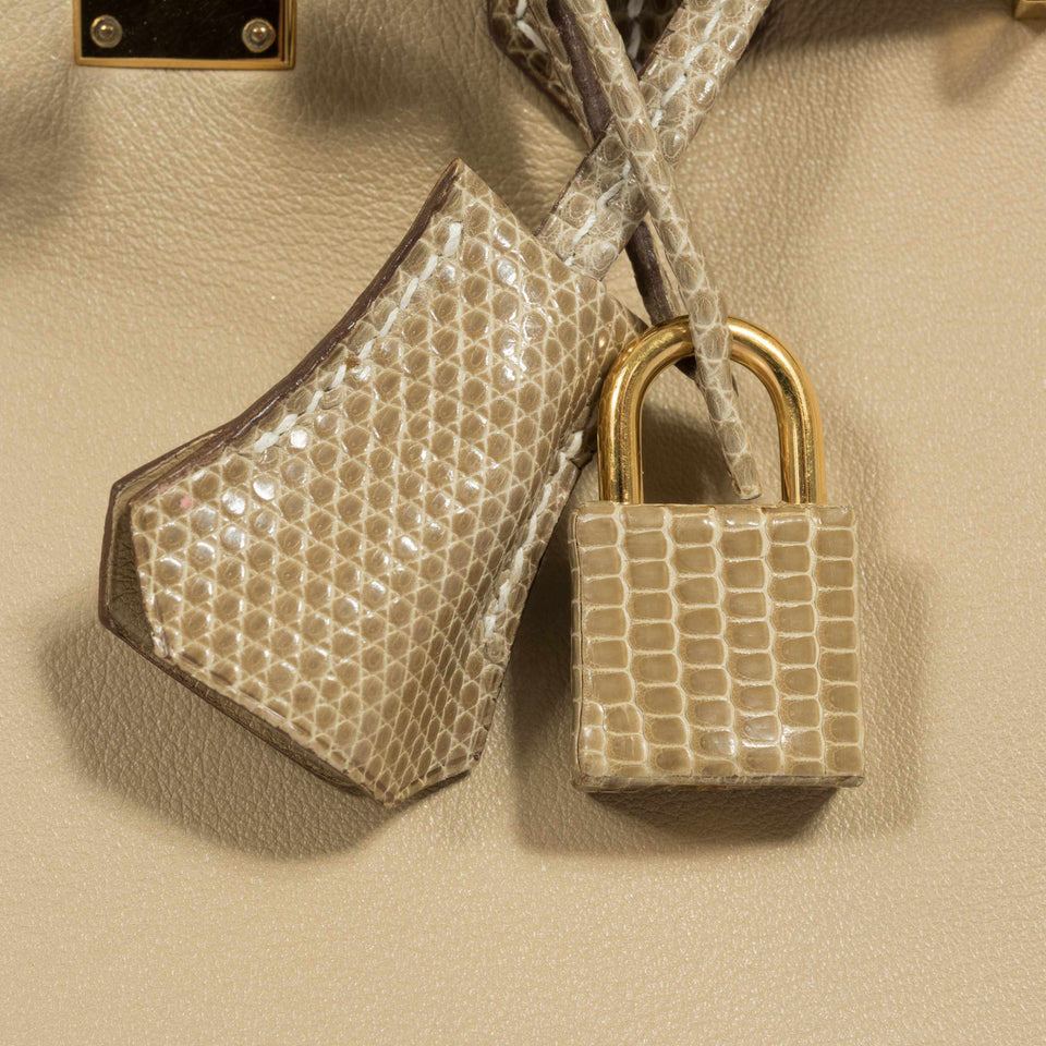 Hermes Birkin 25 HSS Argile Swift With Ficelle Lizard Gold Hardware - Special Edition