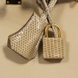 Hermes Birkin 25 HSS Argile Swift With Ficelle Lizard Gold Hardware - Special Edition