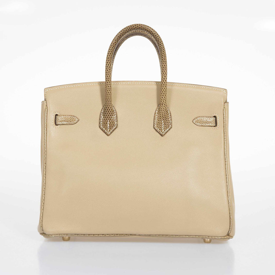 Hermes Birkin 25 HSS Argile Swift With Ficelle Lizard Gold Hardware - Special Edition