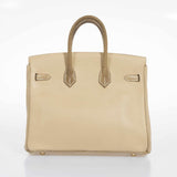 Hermes Birkin 25 HSS Argile Swift With Ficelle Lizard Gold Hardware - Special Edition