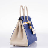 Hermes Birkin 25 HSS Bi-Color Blue Electrique & Craie Epsom Brushed Gold Hardware