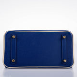 Hermes Birkin 25 HSS Bi-Color Blue Electrique & Craie Epsom Brushed Gold Hardware