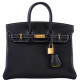 Hermes Birkin 25 HSS Black Togo & Lime Gold Hardware - 2020, Y