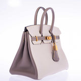 Hermes Birkin 25 HSS Craie, Gris Asphalt Togo, Yellow Stitching Gold Hardware
