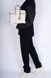 Hermes Birkin 25 HSS Craie, Gris Asphalt Togo, Yellow Stitching Gold Hardware