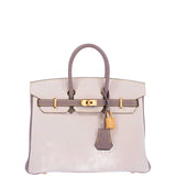 Hermes Birkin 25 HSS Craie, Gris Asphalt Togo, Yellow Stitching Gold Hardware