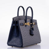 Hermes Birkin 25 HSS Gris Agate & Blue Iris Ostrich Gold Hardware - 2018, C