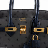 Hermes Birkin 25 HSS Gris Agate & Blue Iris Ostrich Gold Hardware - 2018, C