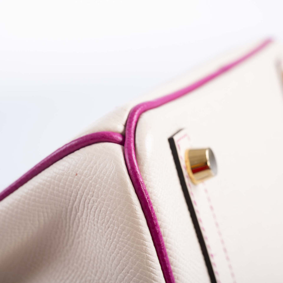 Hermes Birkin 25 HSS Rose Pourpre and Craie Epsom with Brushed Gold Hardware