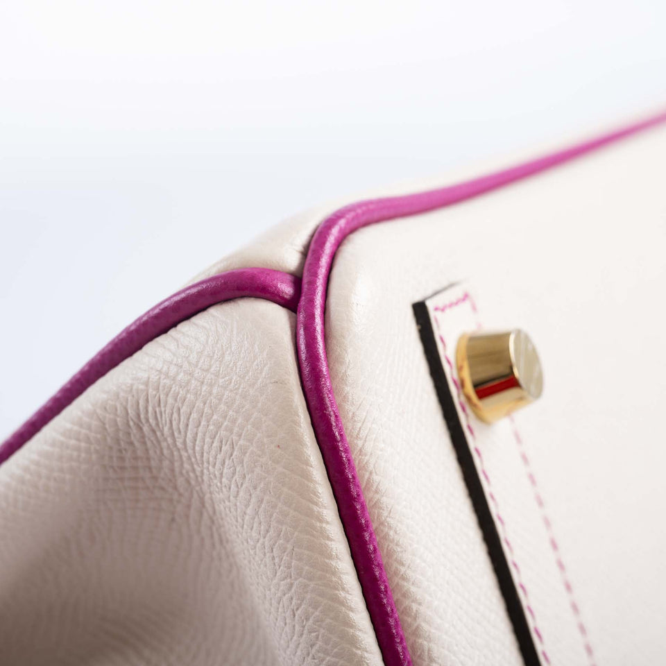 Hermes Birkin 25 HSS Rose Pourpre and Craie Epsom with Brushed Gold Hardware