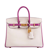 Hermes Birkin 25 HSS Rose Pourpre and Craie Epsom with Brushed Gold Hardware