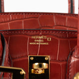 Hermes Birkin 25 HSS Rouge H Alligator & Orange Interior Gold Hardware