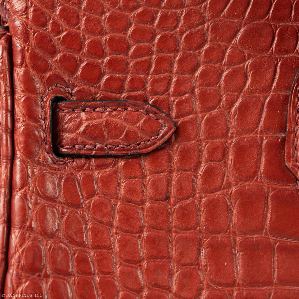 Hermes Birkin 25 HSS Rouge H Alligator & Orange Interior Gold Hardware