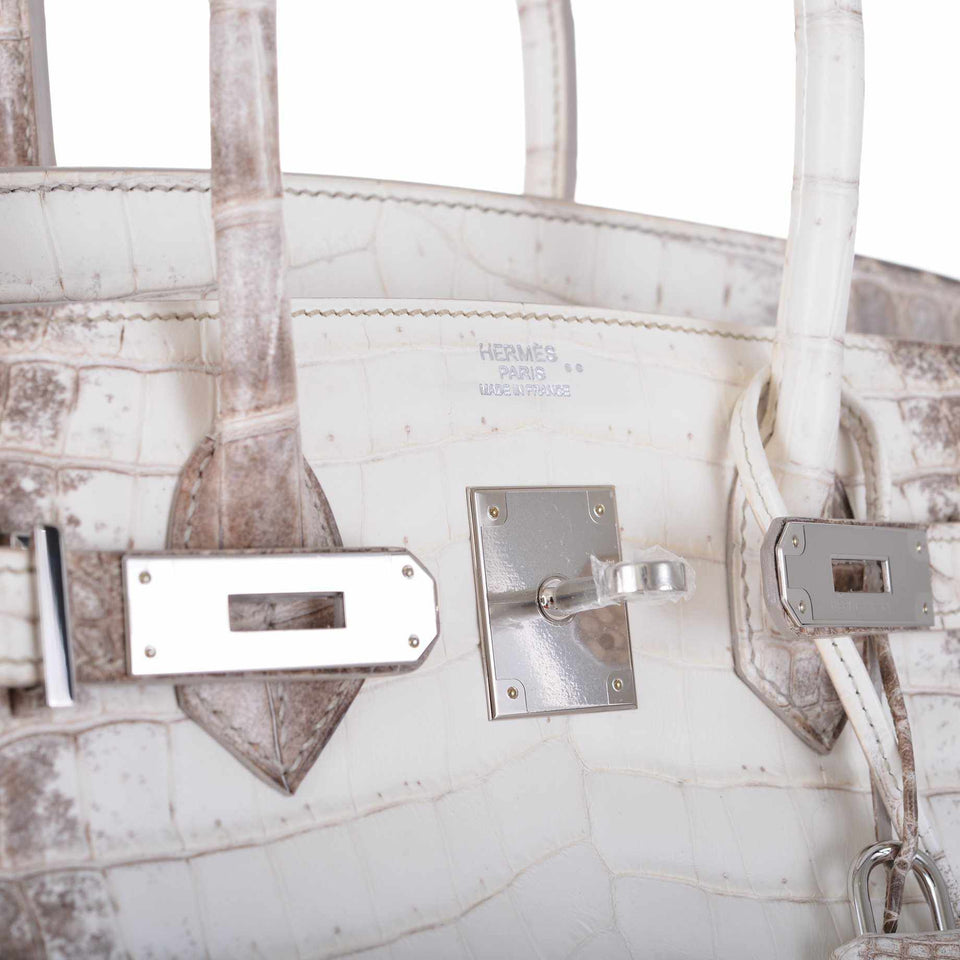 Hermes Birkin 25 Himalayan White Niloticus Crocodile Palladium Hardware