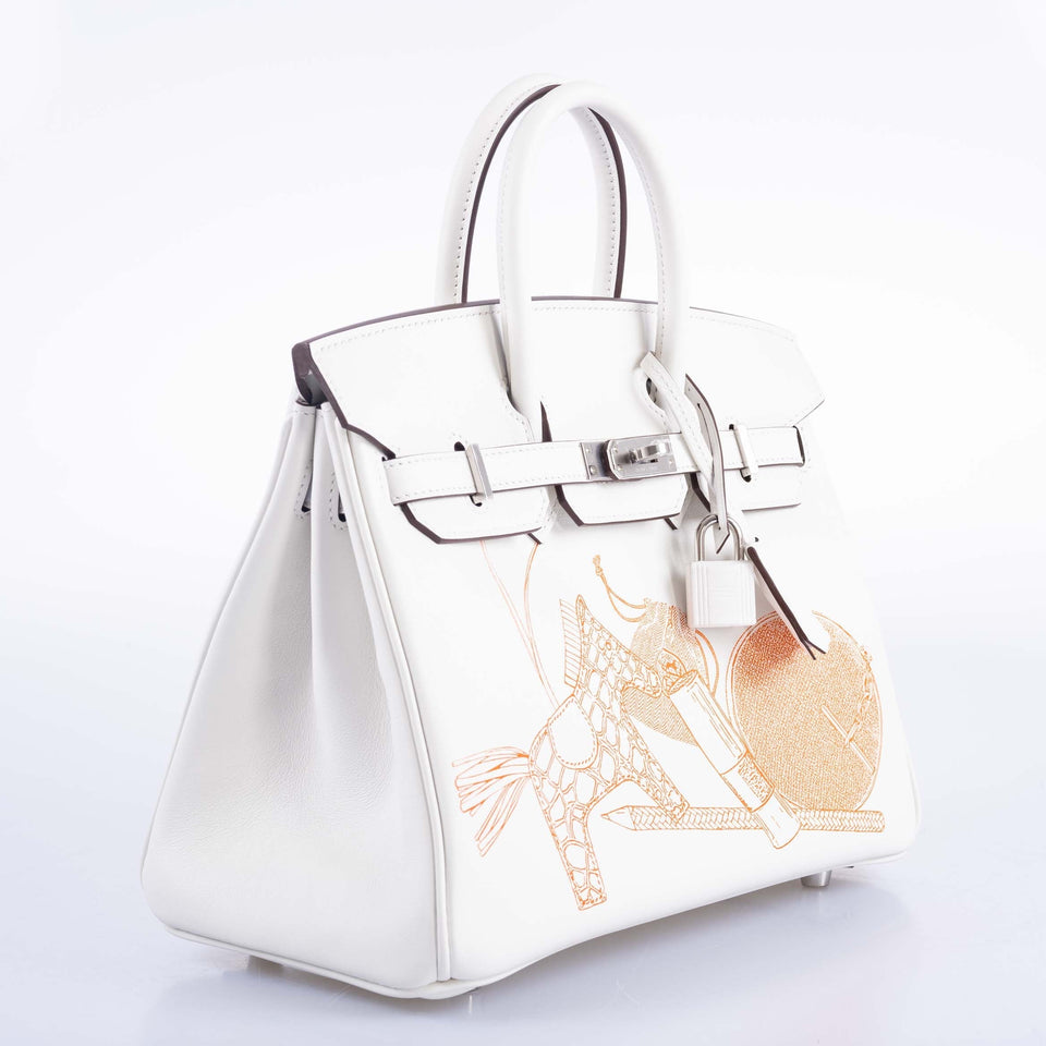 Hermes Birkin 25 In and Out Blanc Swift with Palladium Hardware