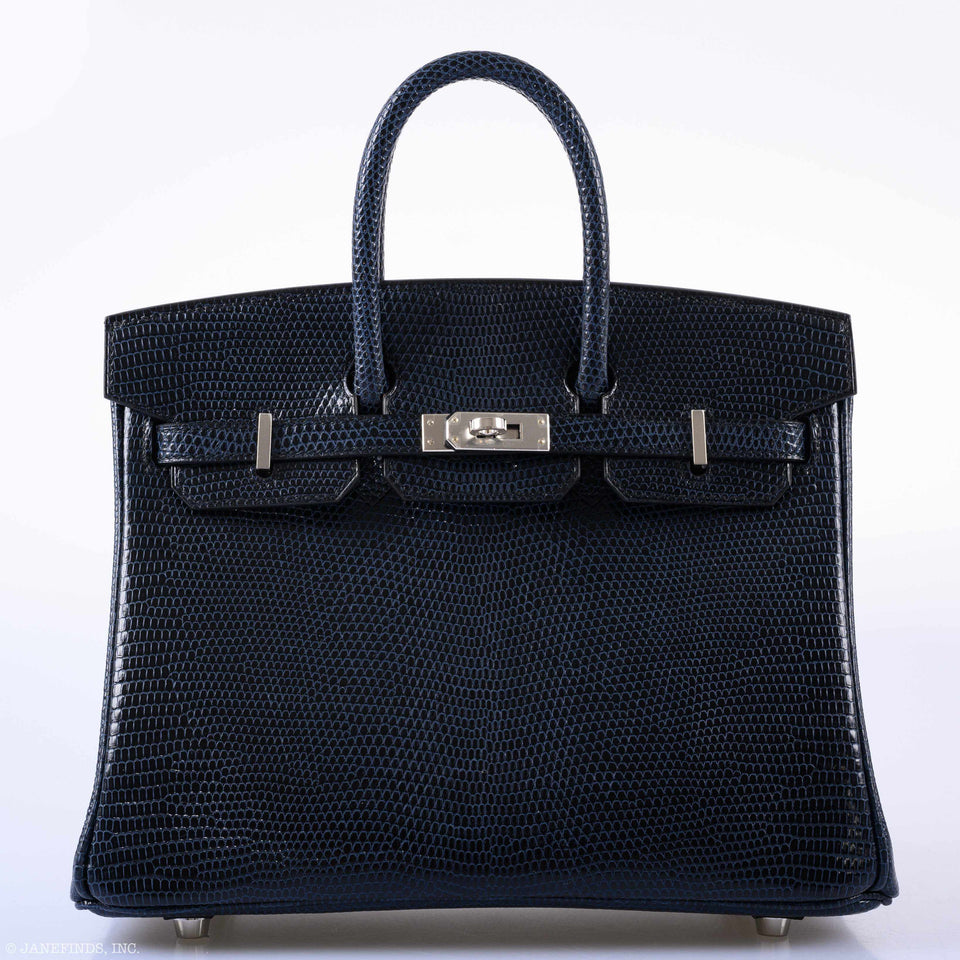 Hermes Birkin 25 Indigo Lizard Palladium Hardware - 2019