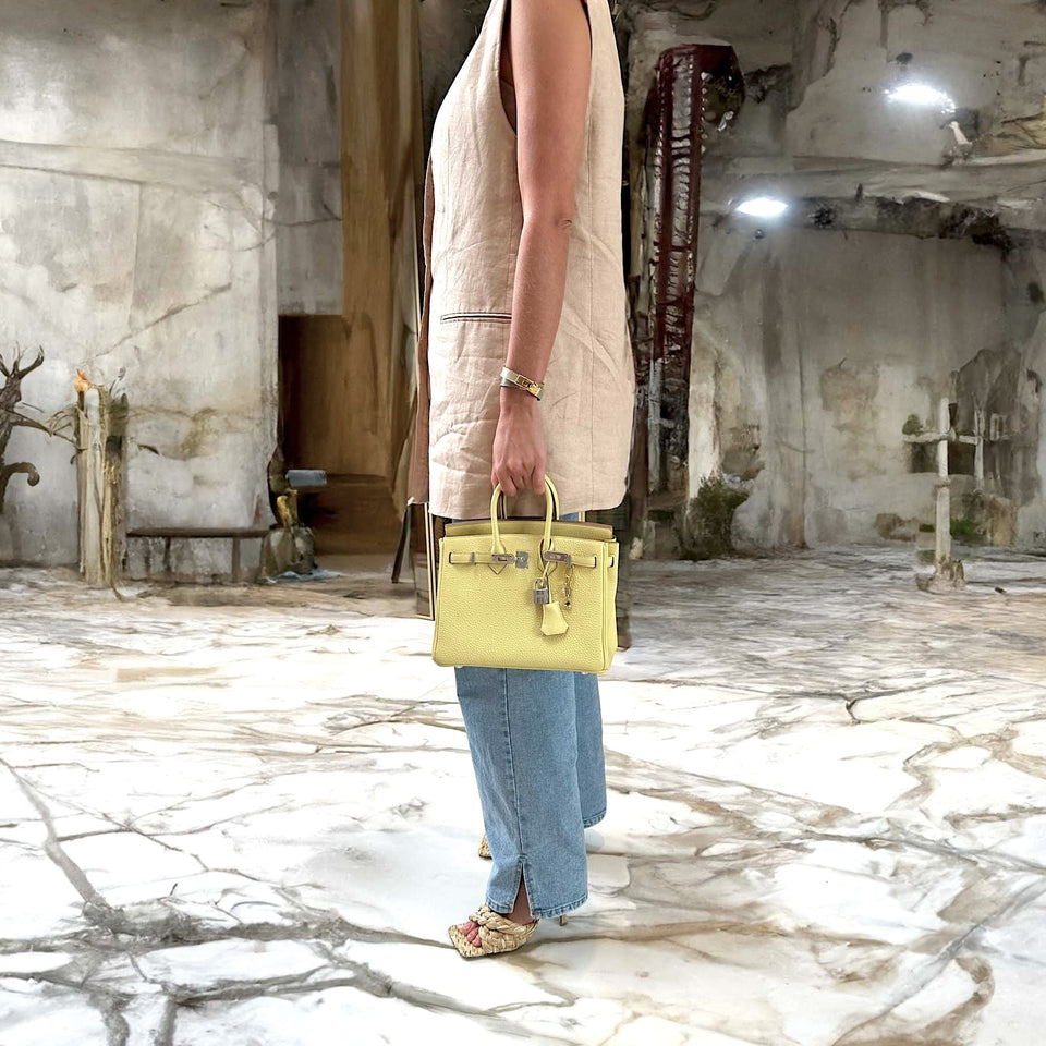 Hermes Birkin 25 Jaune Poussin Togo Palladium Hardware